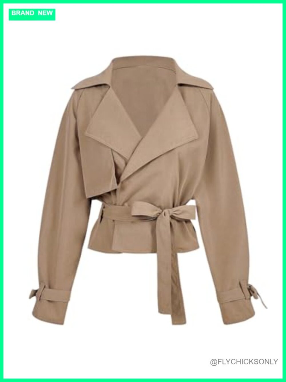 Verdusa Women's Belted Trench Coat Tie Waist Lapel Collar Fall Outerwear